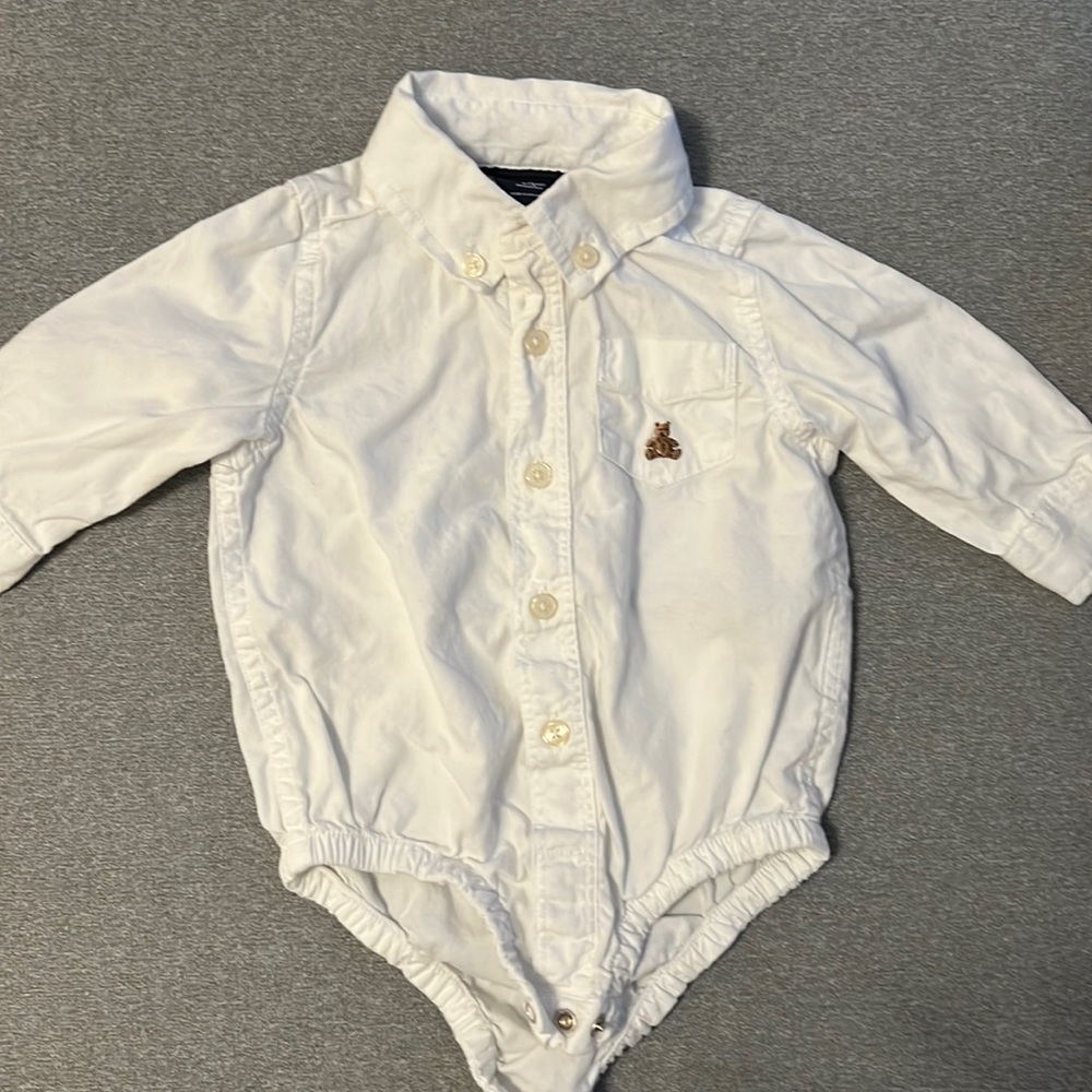 Baby Gap Button Down White Long Sleeve Onesie
